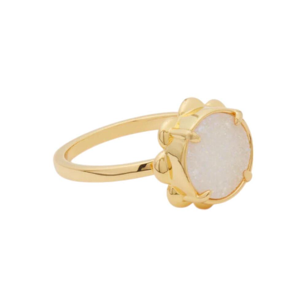 kate spade Gold-Tone Ring with White Druzy Center